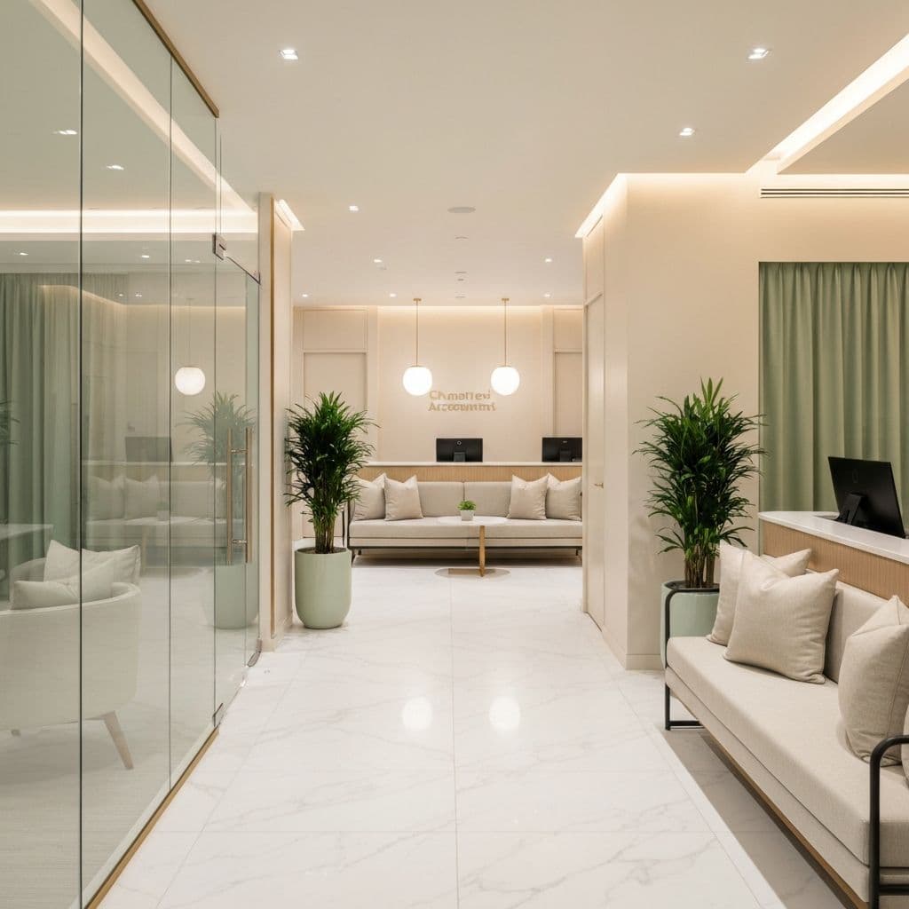 Pujara & Co modern office reception area