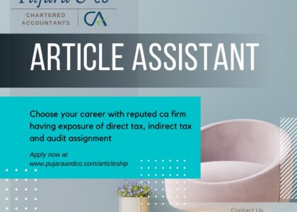 VACANCY FOR ARTICLE ASSISTANT