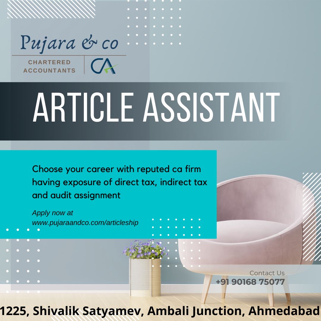 VACANCY FOR ARTICLE ASSISTANT